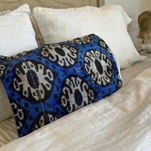 Blue and Black Patterned Pillow Cover